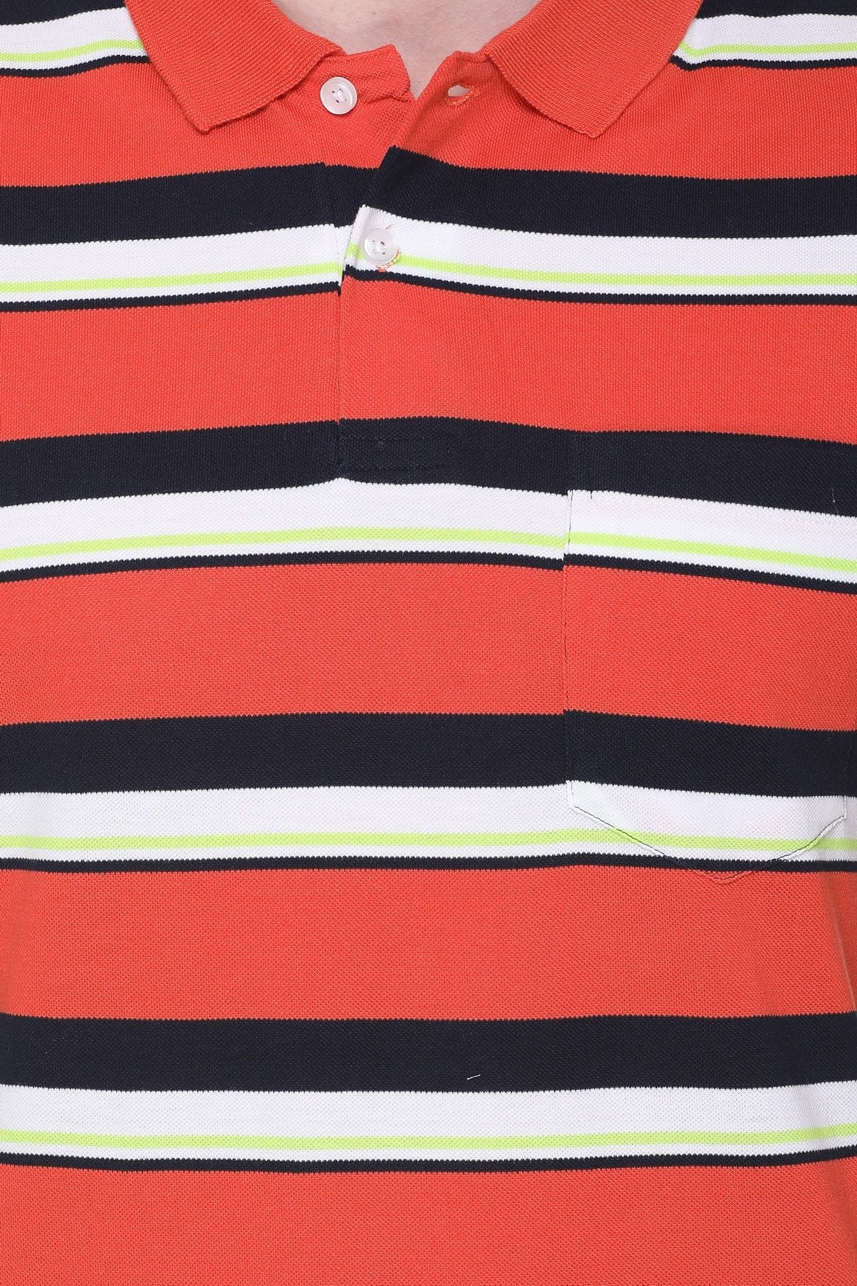 Orange Striped Polo T-Shirt