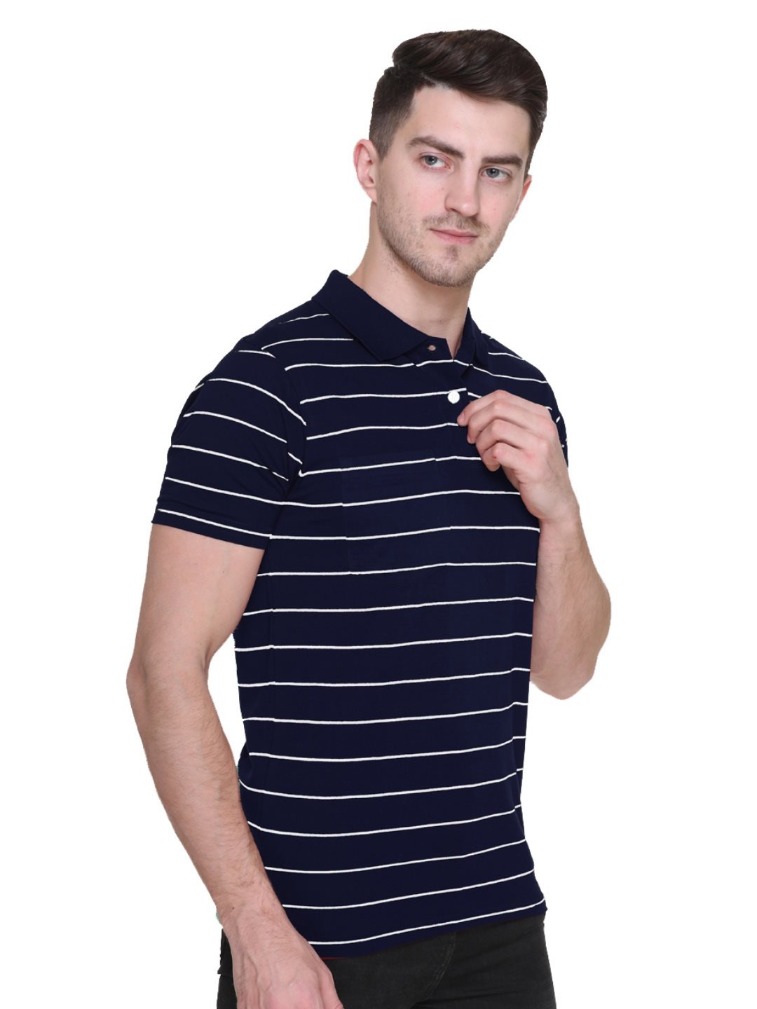 Navy Polo Neck T Shirts for Men Half Sleeves