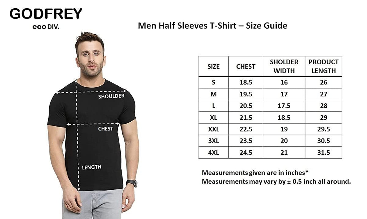 Godfrey Eco Black Solid Round Neck Men T-Shirt