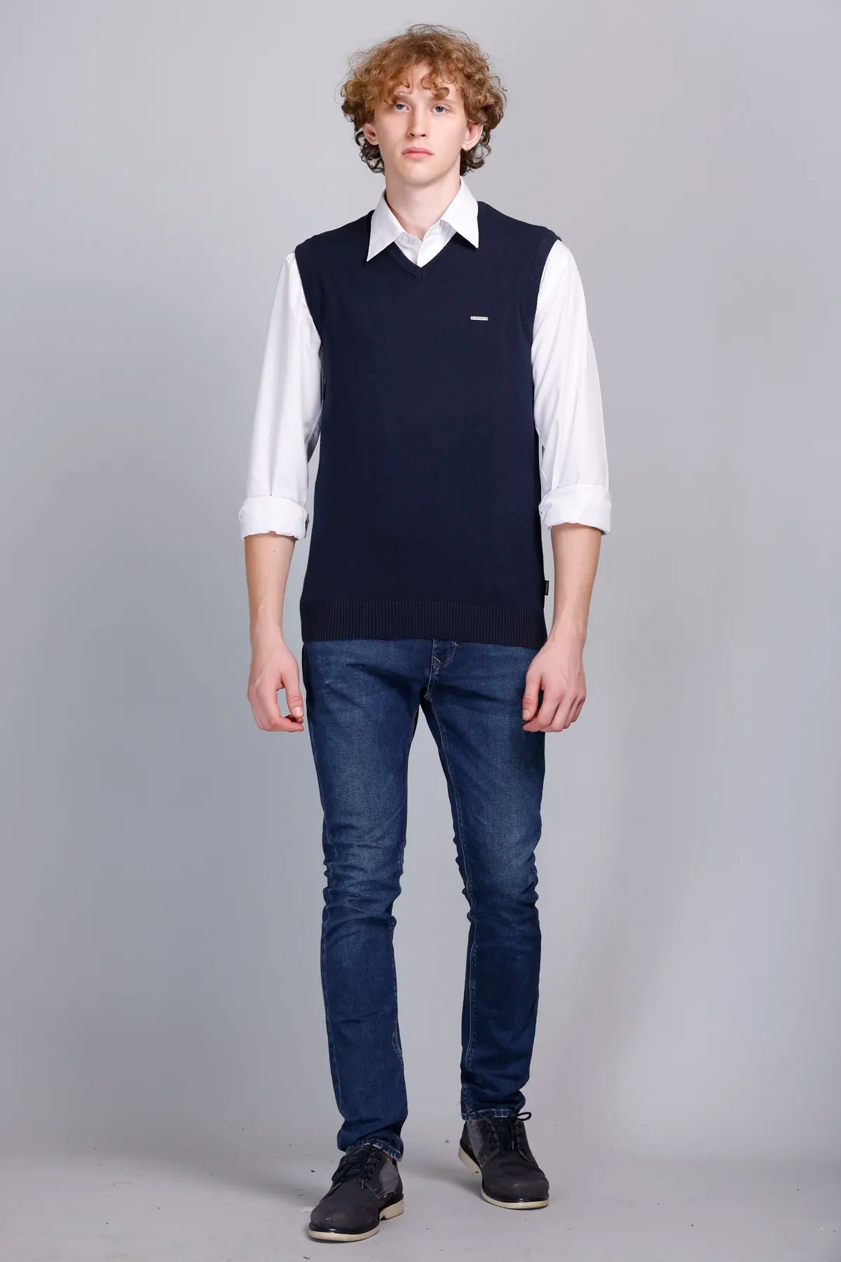 cOTTON Navy V-Neck Sleeveless Pullover