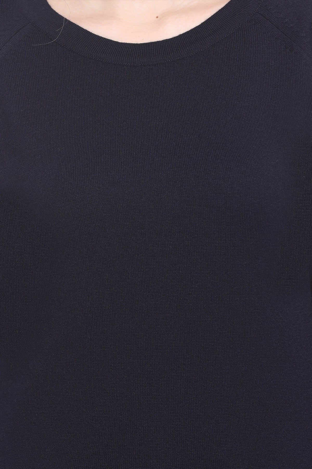 Navy Solid Raglan full Sleeve Sweater