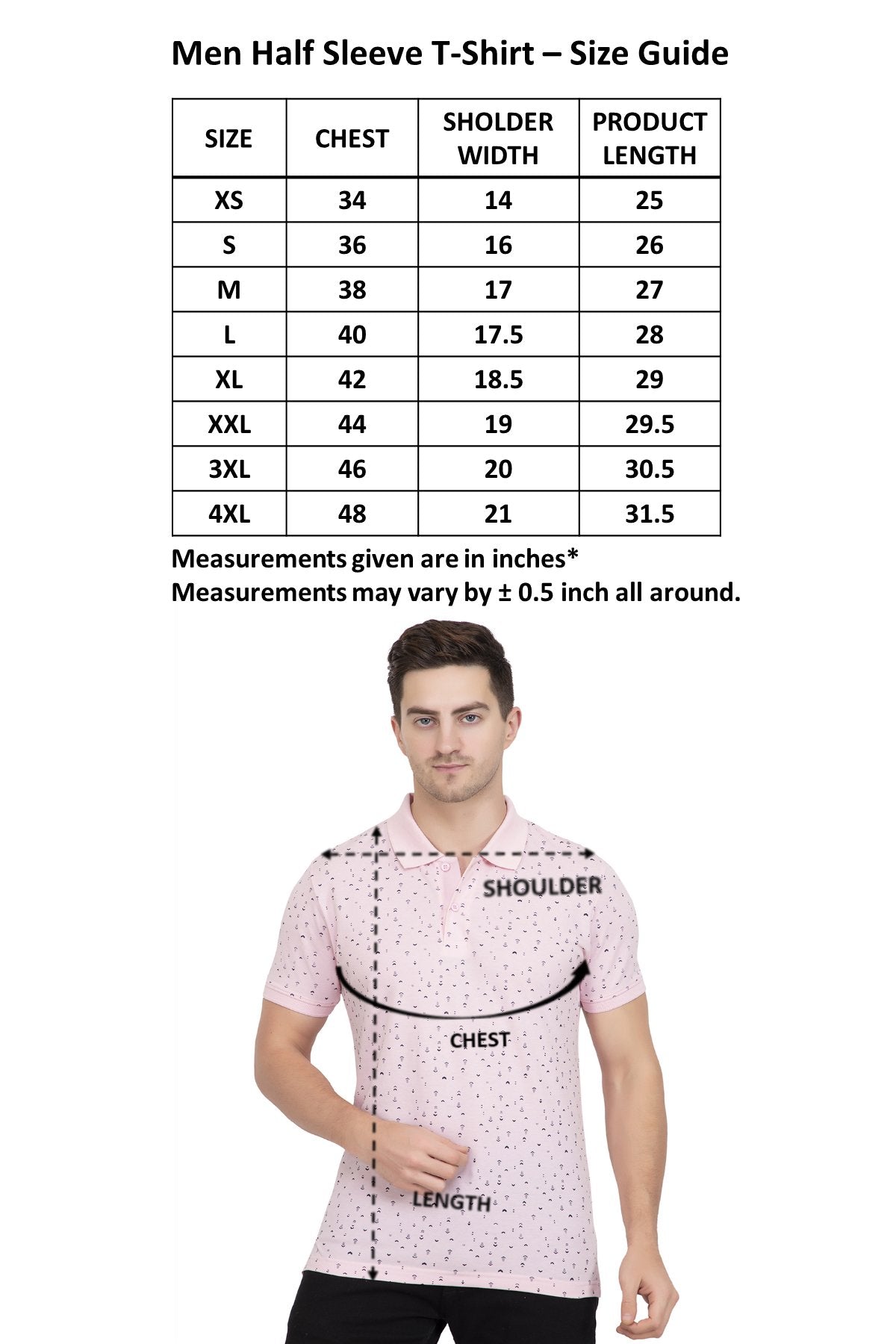 Baby Pink Printed Polo Neck Cotton T-Shirt