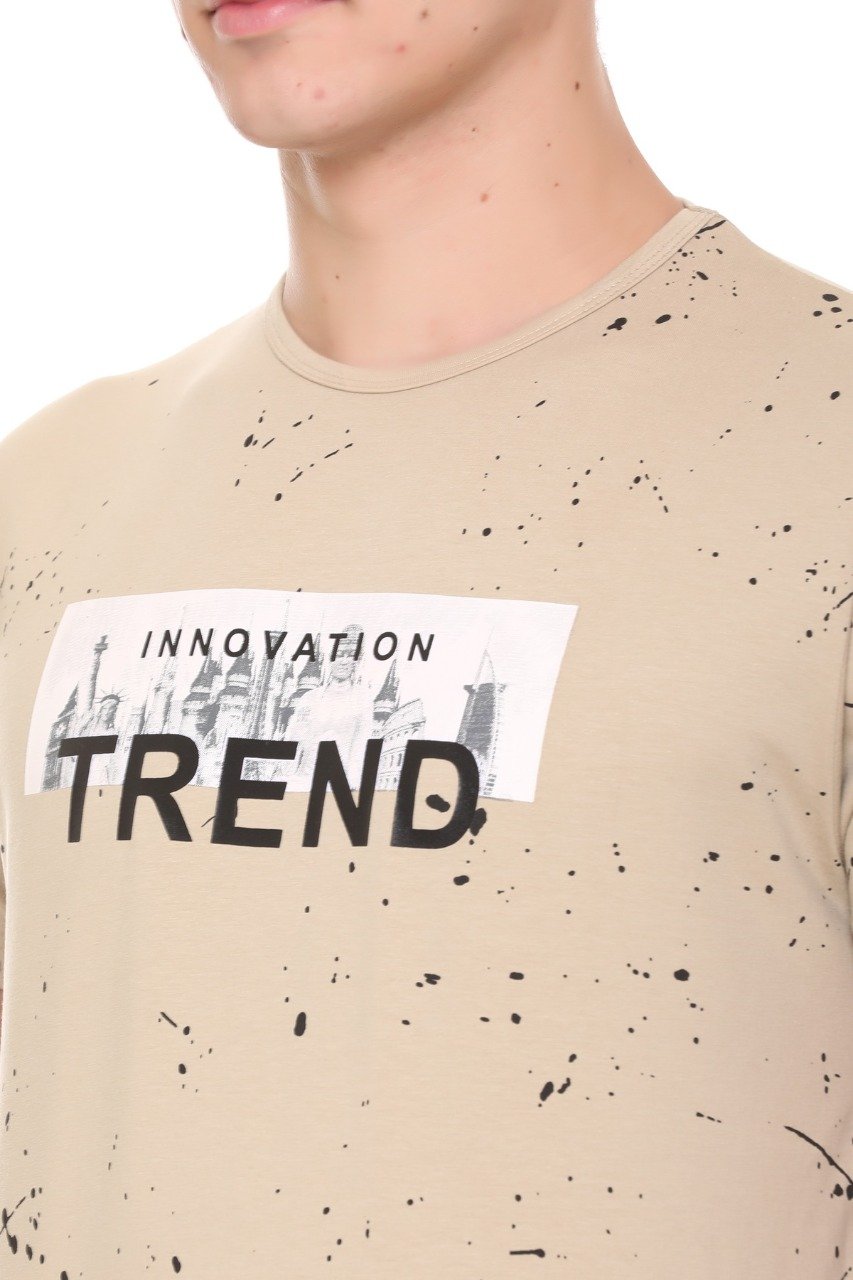 Fawn Slim Fit Printed Round Neck T-Shirt
