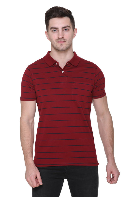 Maroon Polo T Shirt Half Sleeves for Men With Pocket