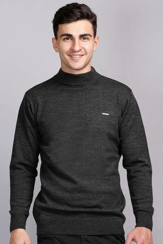 Charcoal Turtle Neck Woollen Pullover