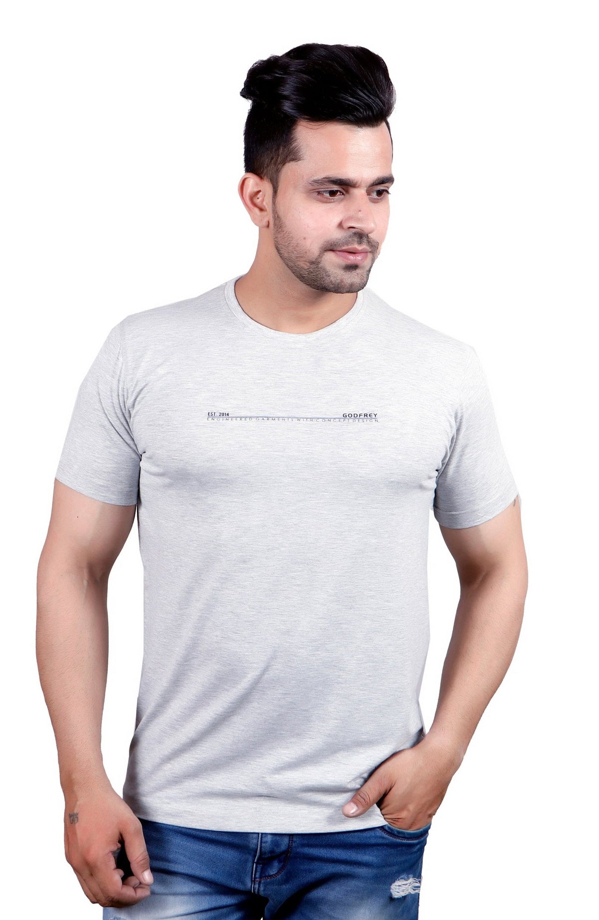 Grey Melange Round Neck T-Shirt