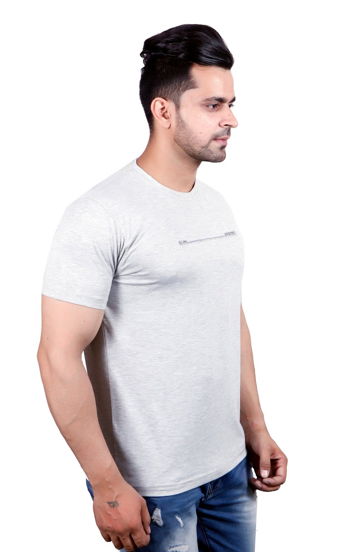 Grey Melange Round Neck T-Shirt