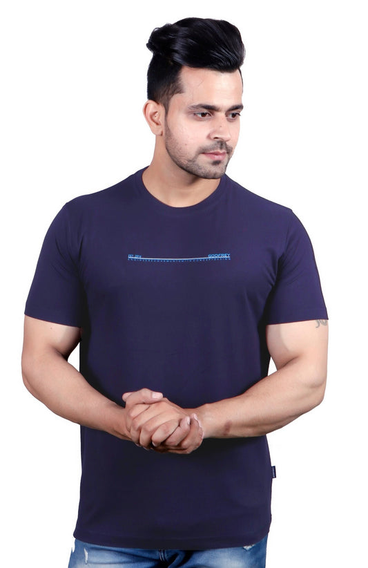 Navy Solid Round Neck T-Shirt