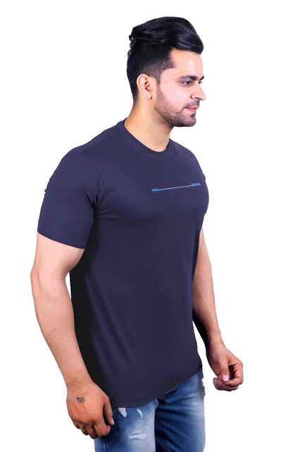 Navy Solid Round Neck T-Shirt