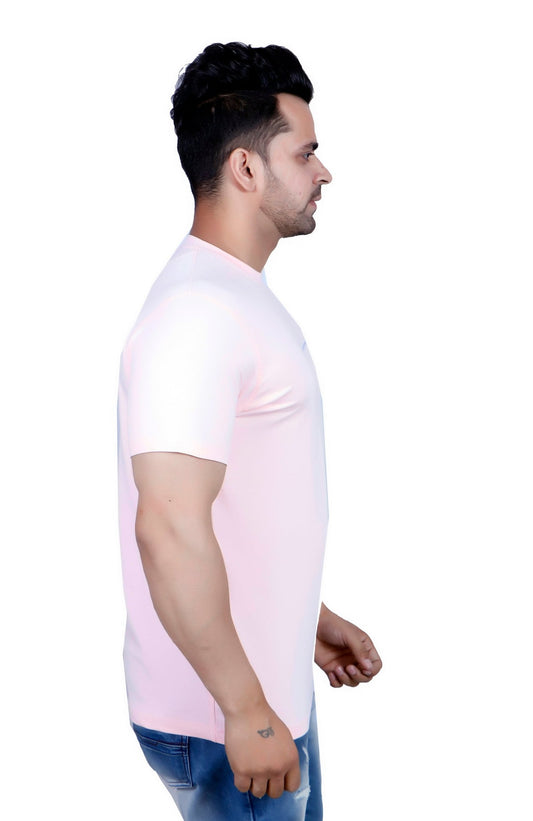 Baby Pink Solid Round Neck T-Shirt