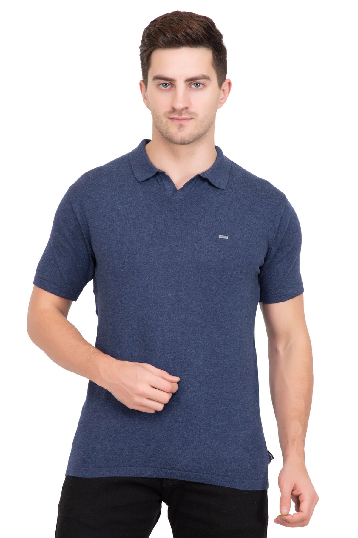 Denim Melange Solid Flat Knit T-shirt