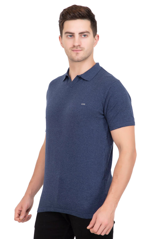 Denim Melange Solid Flat Knit T-shirt