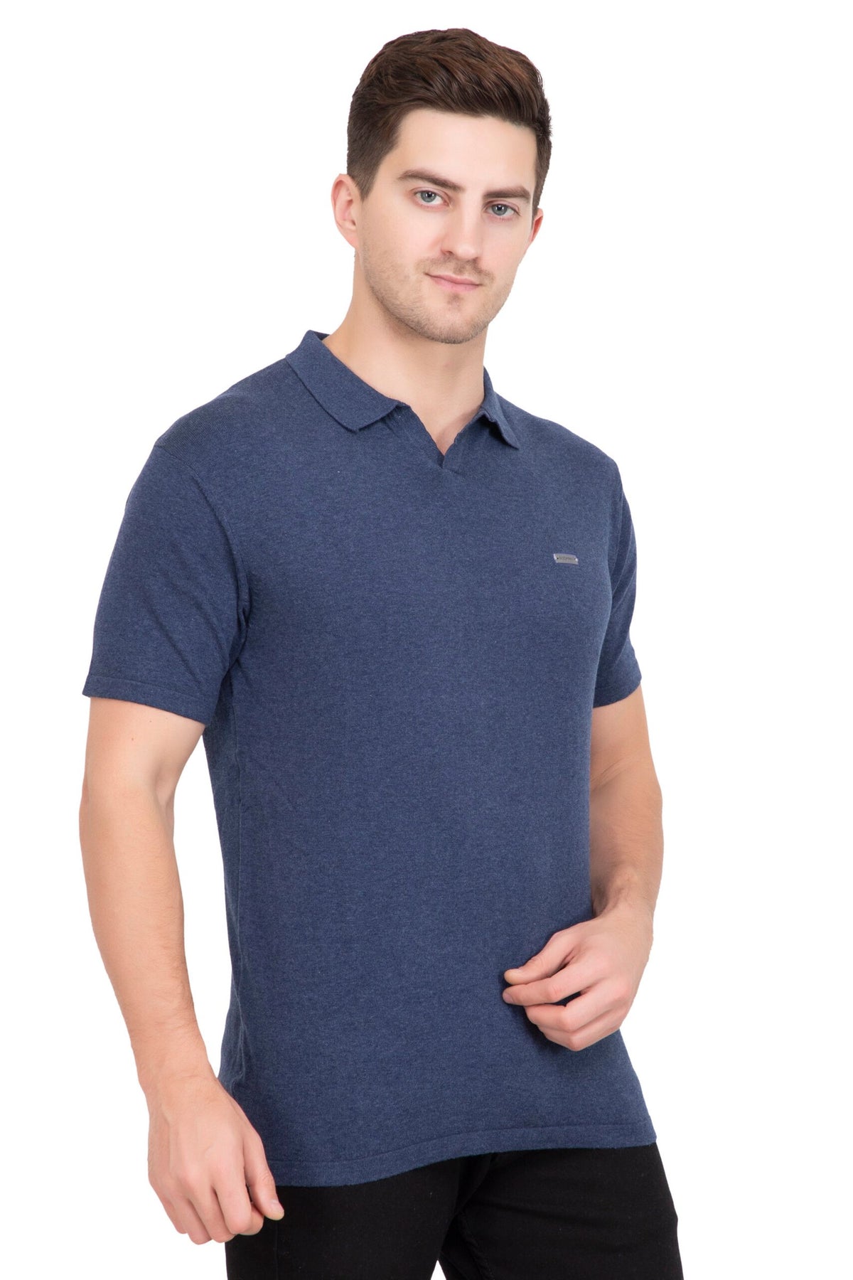 Denim Melange Solid Flat Knit T-shirt