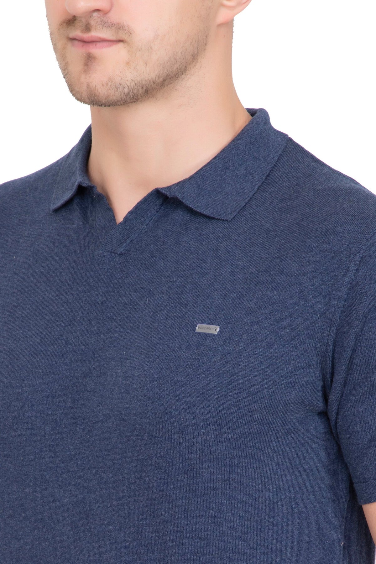 Denim Melange Solid Flat Knit T-shirt