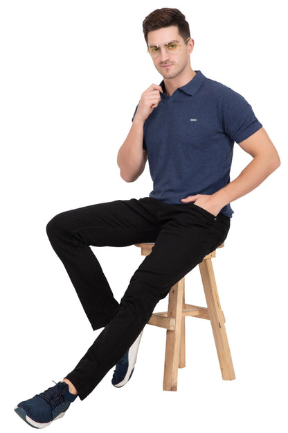 Denim Melange Solid Flat Knit T-shirt