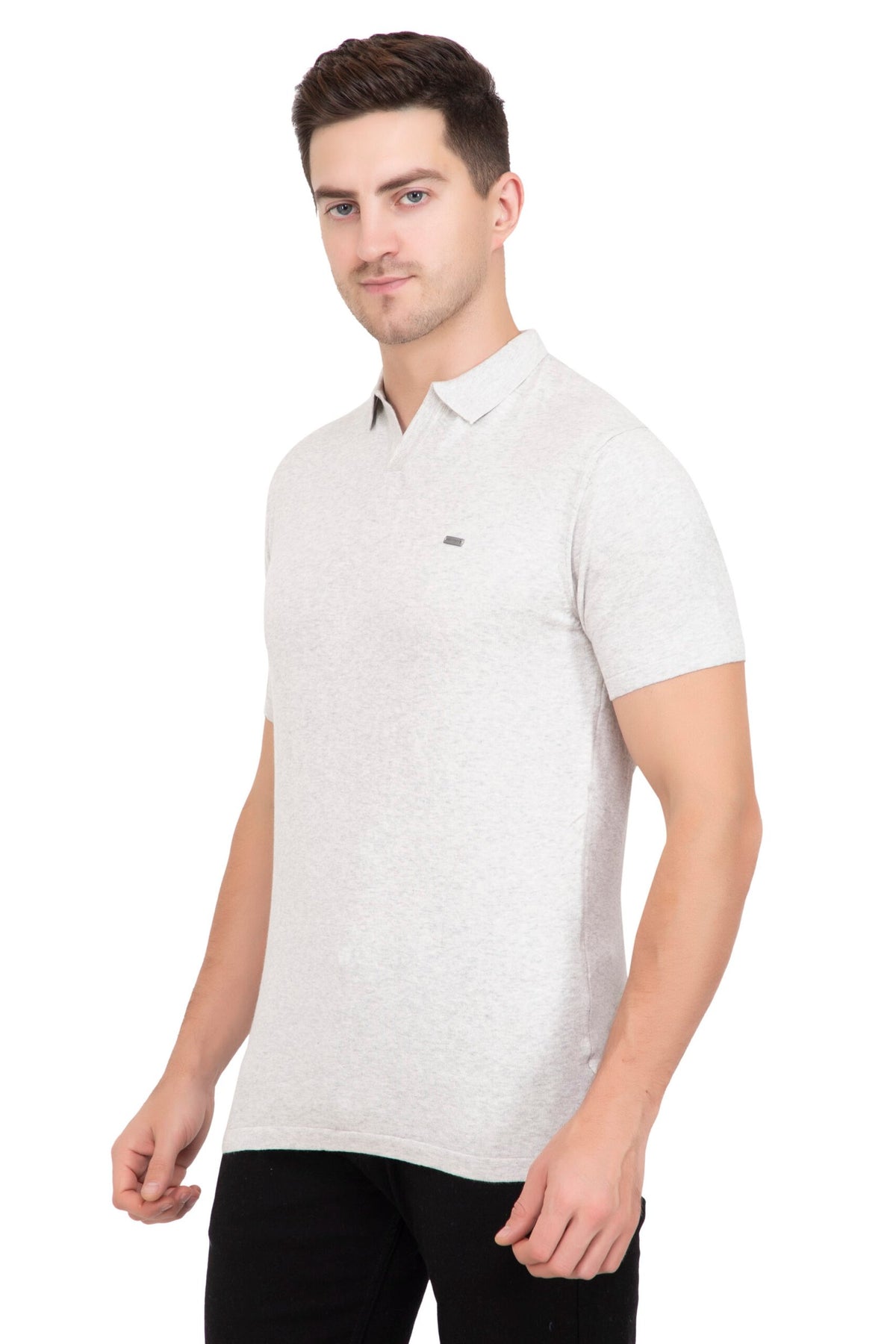 Light Grey Melange Flat Knit T-shirt