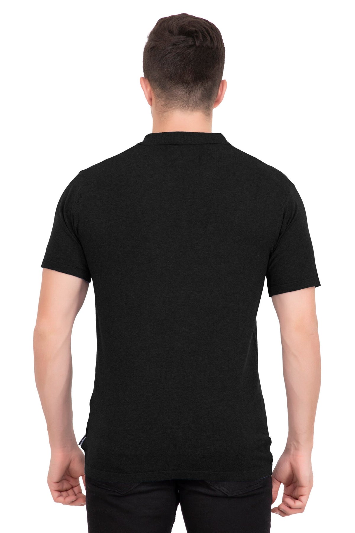 Black Solid Flat Knit T-shirt