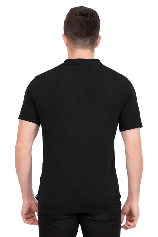 Black Solid Flat Knit T-shirt