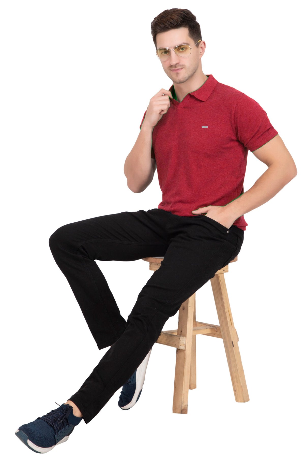 Fire Red Melange Flat Knit T-shirt