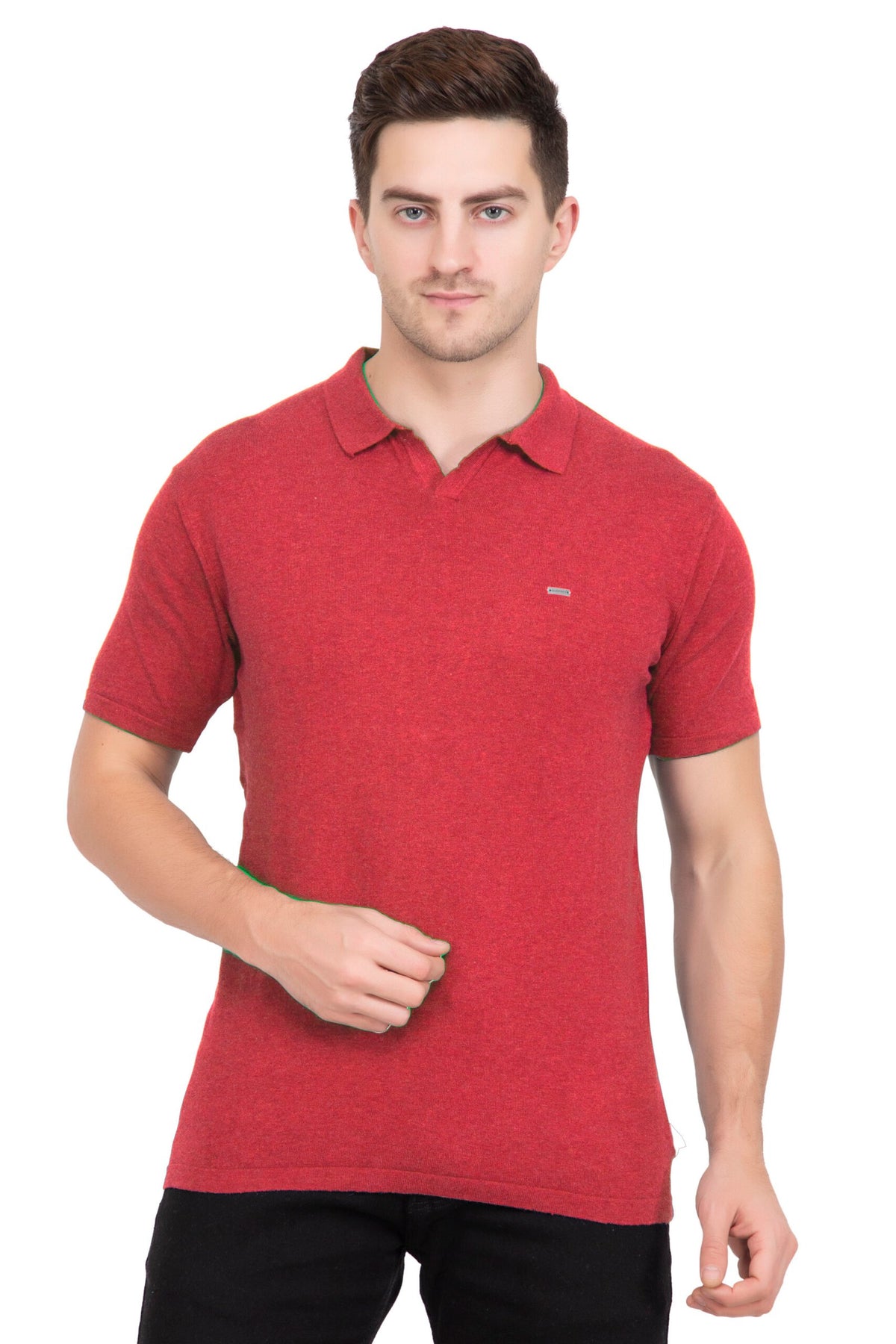 Fire Red Melange Flat Knit T-shirt