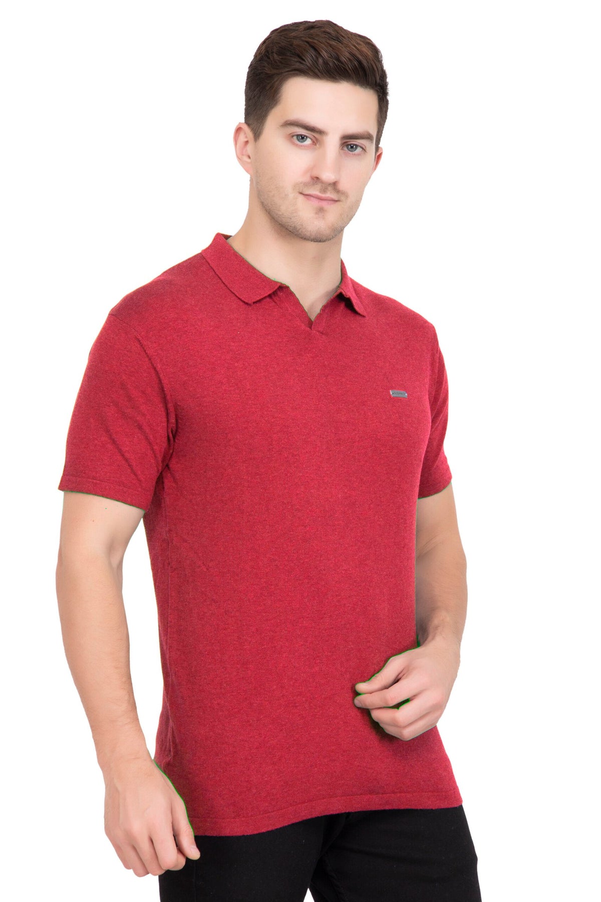 Fire Red Melange Flat Knit T-shirt