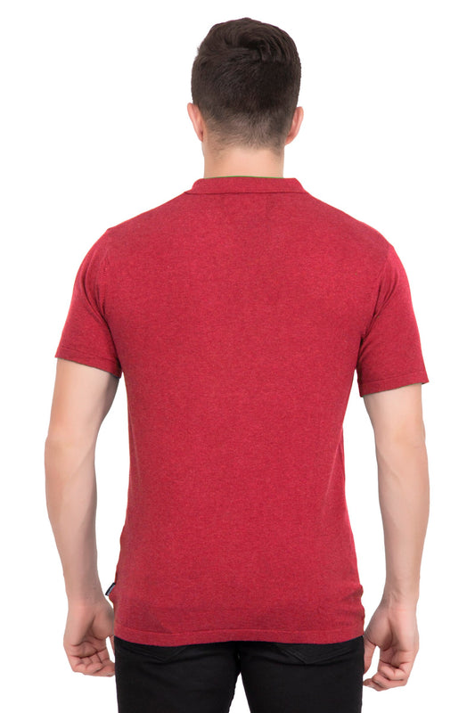 Fire Red Melange Flat Knit T-shirt