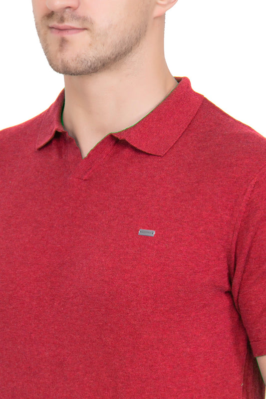Fire Red Melange Flat Knit T-shirt