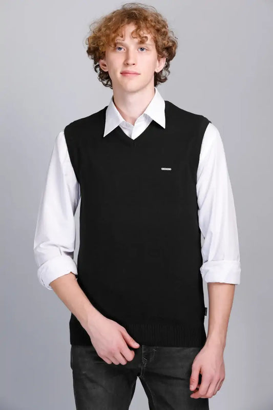 Black V-Neck Sleeve Less Pullover