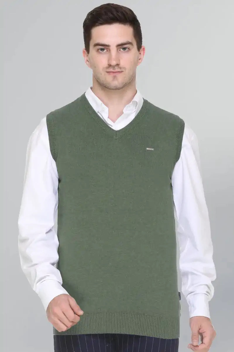 Olive V-Neck Sleeveless Pullover