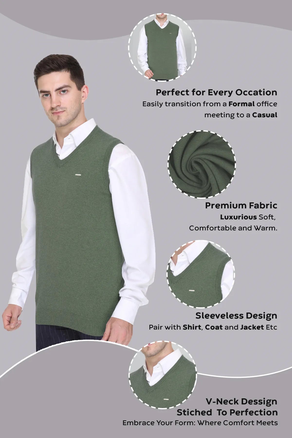 Olive V-Neck Sleeveless Pullover