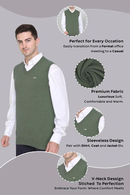 Olive V-Neck Sleeveless Pullover