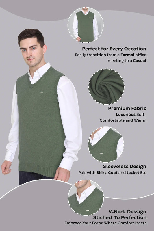 Olive V-Neck Sleeveless Pullover