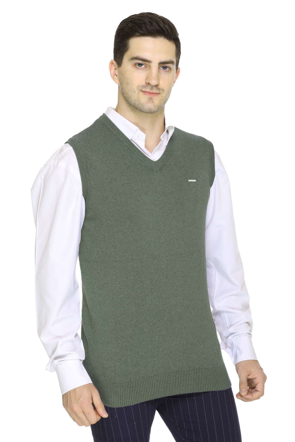 Olive V-Neck Sleeveless Pullover