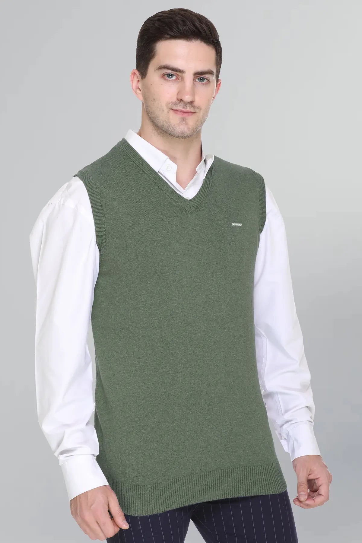 Olive V-Neck Sleeveless Pullover