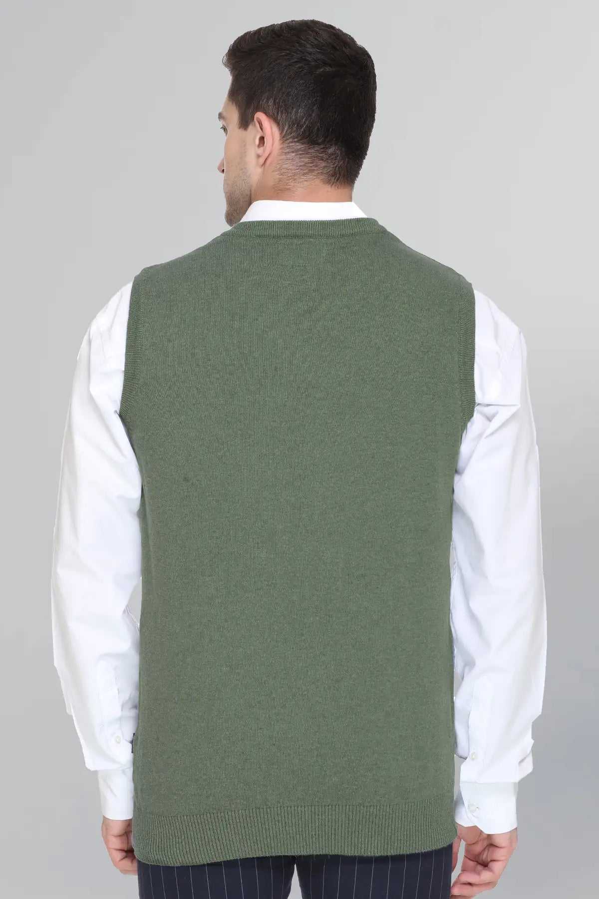 Olive V-Neck Sleeveless Pullover