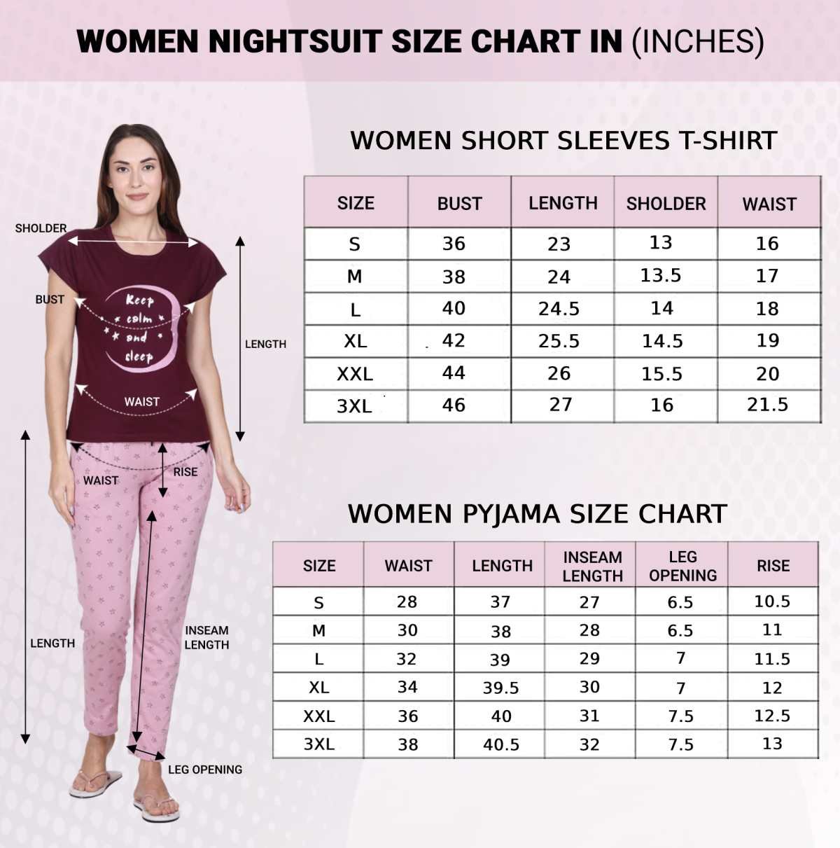Rose Printed Night Suit For Women
