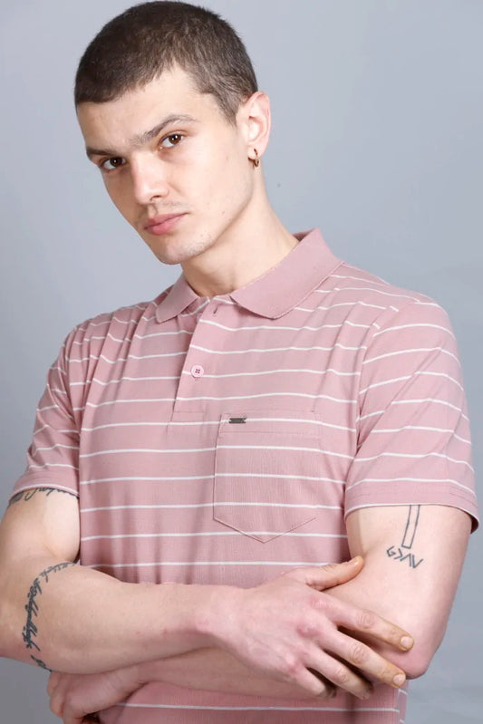 Onion Striped Half Sleeve Polo T-Shirt for Men With Pocket