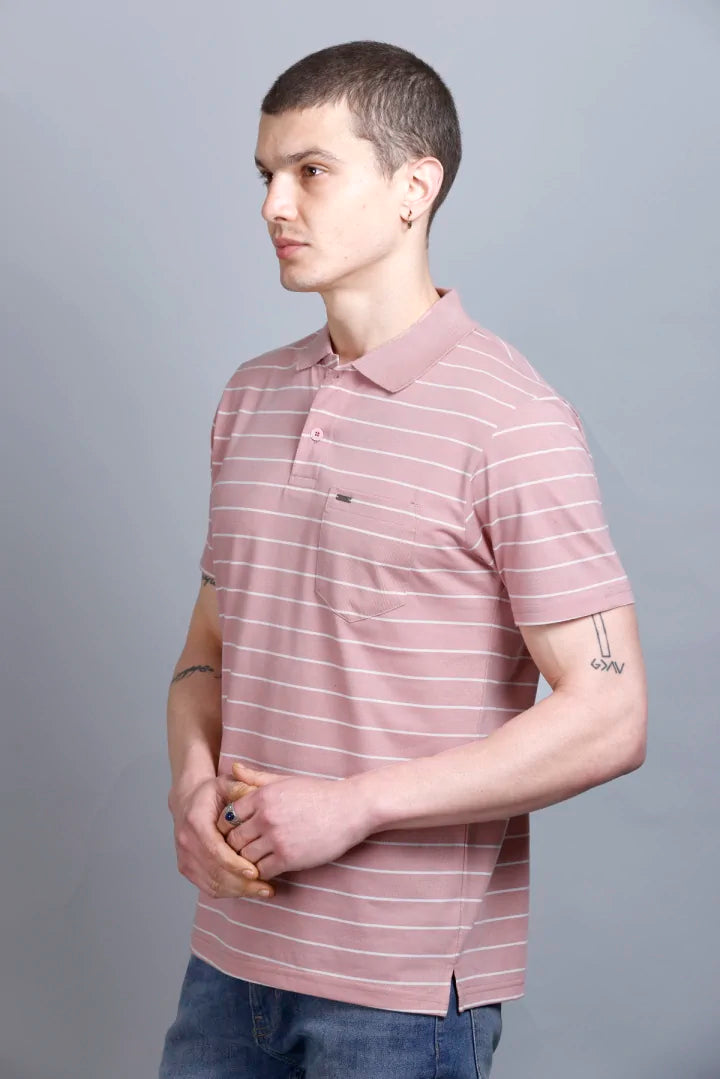 Onion Striped Half Sleeve Polo T-Shirt for Men With Pocket