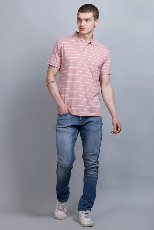Onion Striped Half Sleeve Polo T-Shirt for Men With Pocket