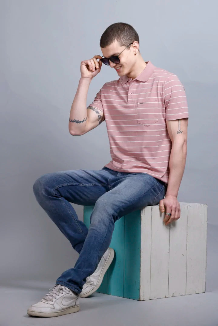 Onion Striped Half Sleeve Polo T-Shirt for Men With Pocket