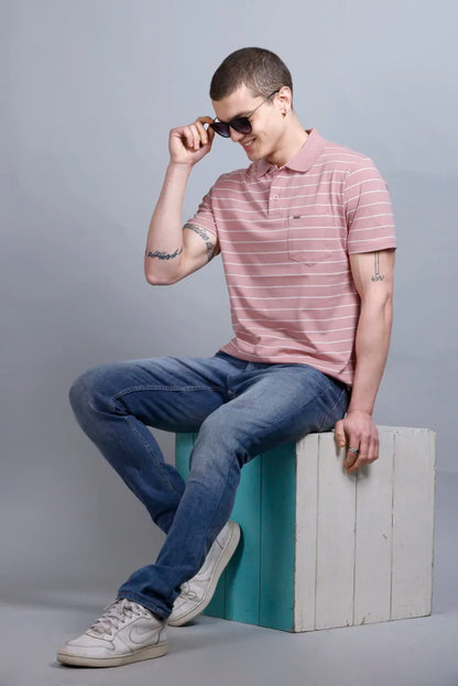 Onion Striped Half Sleeve Polo T-Shirt for Men With Pocket