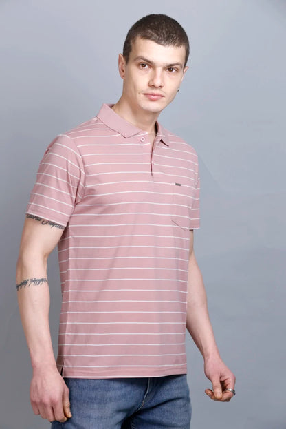 Onion Striped Half Sleeve Polo T-Shirt for Men With Pocket