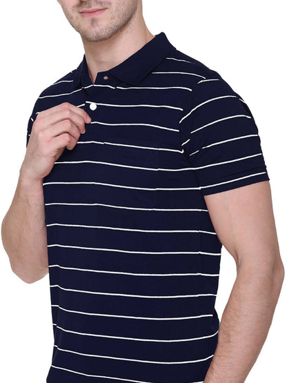 Navy Polo Neck T Shirts for Men Half Sleeves
