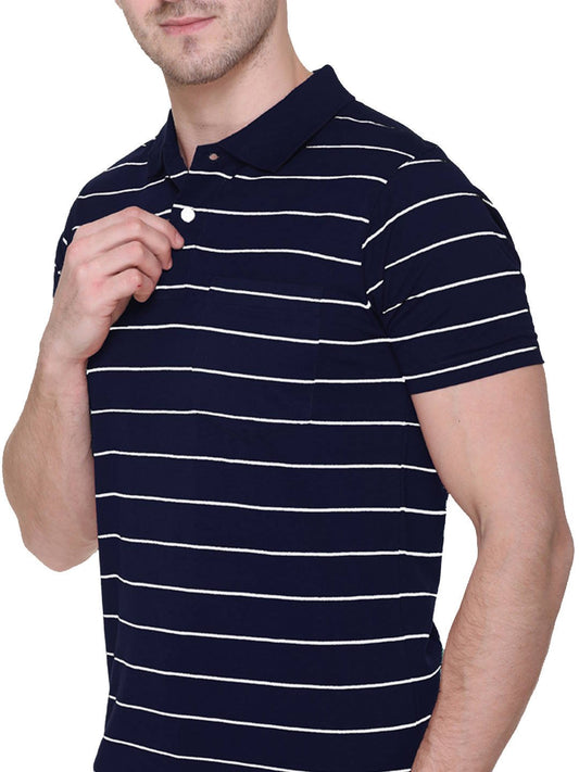 Navy Polo Neck T Shirts for Men Half Sleeves