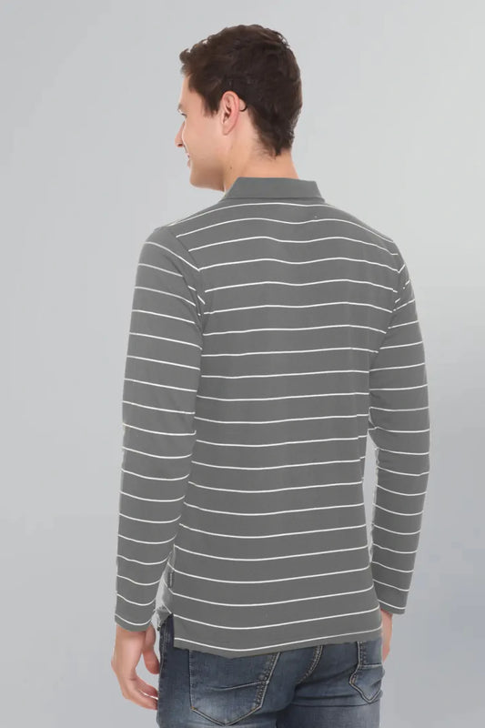 Medium Grey tshirt for Men Full Sleeve Polo Neck