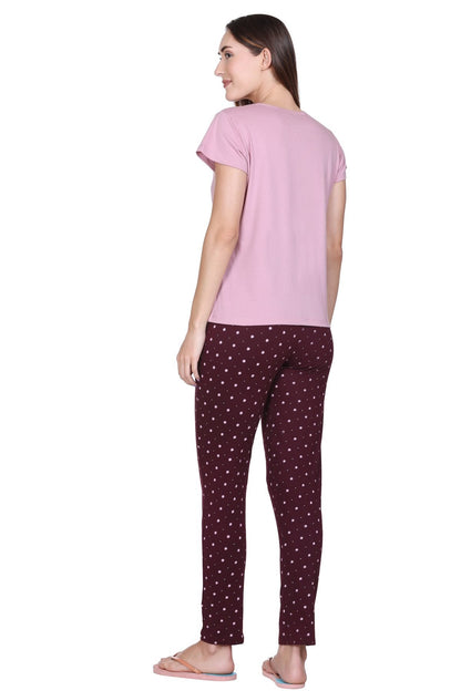 Rose Printed Night Suit For Women