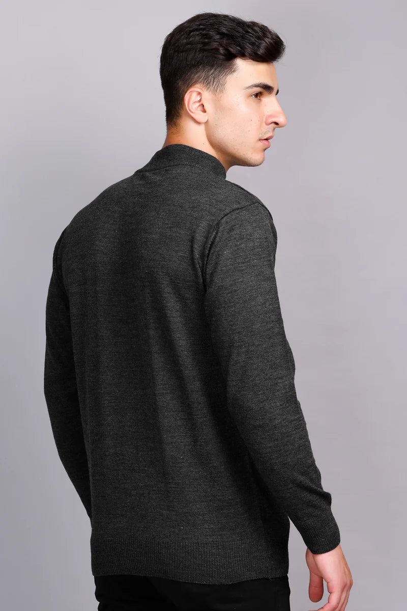 Charcoal Turtle Neck Woollen Pullover