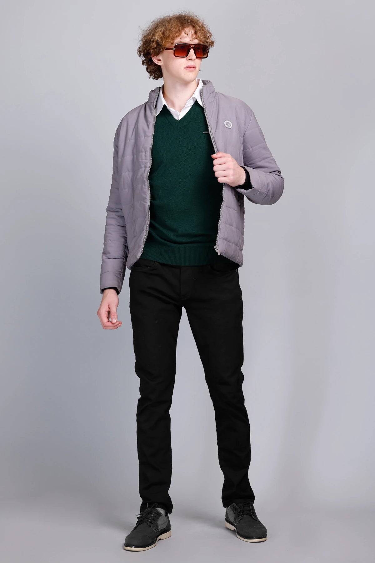 Teal V-Neck Sleeveless Sweater Vest Men