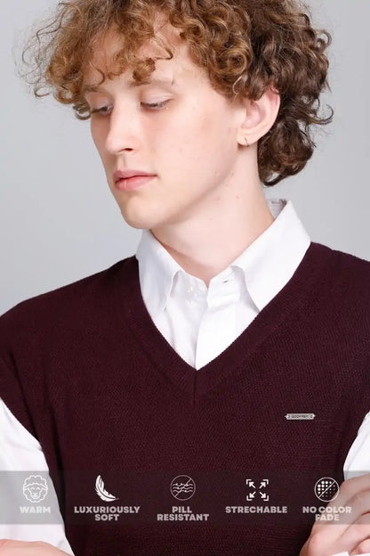 Grape V-Neck Sleeveless Sweater Vest Men