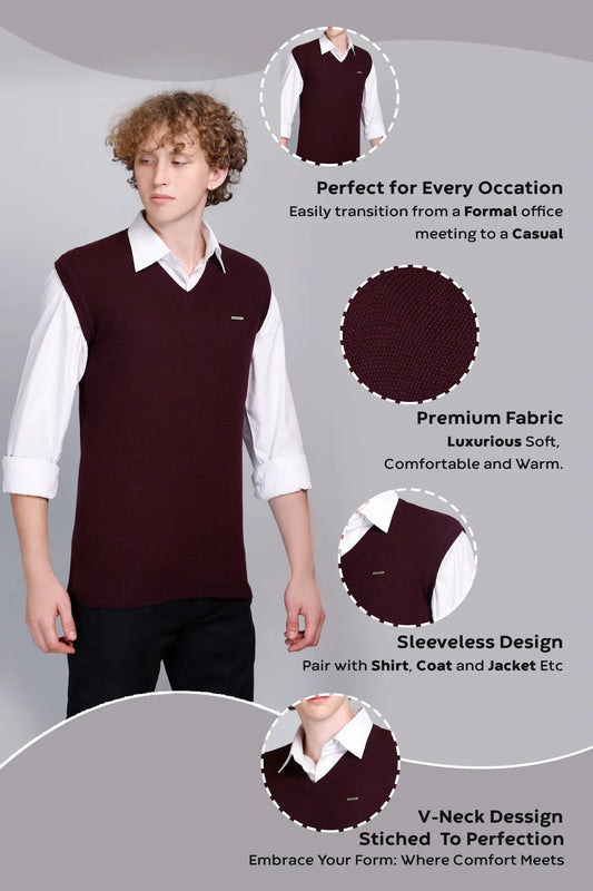 Grape V-Neck Sleeveless Sweater Vest Men